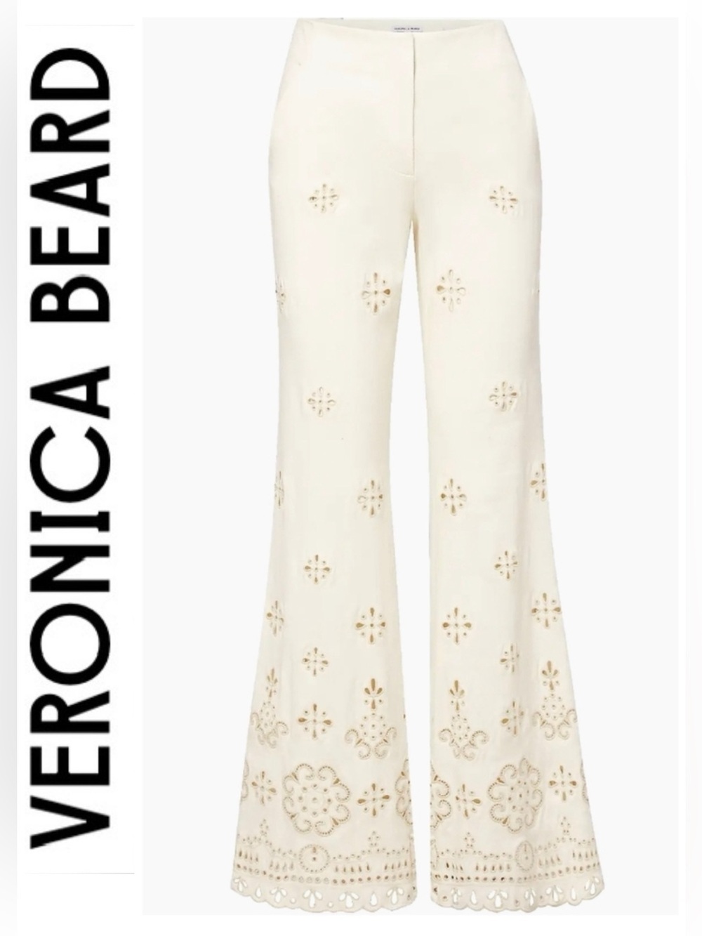 Veronica Beard Komi Eyelet Pant New Dove White sz 10